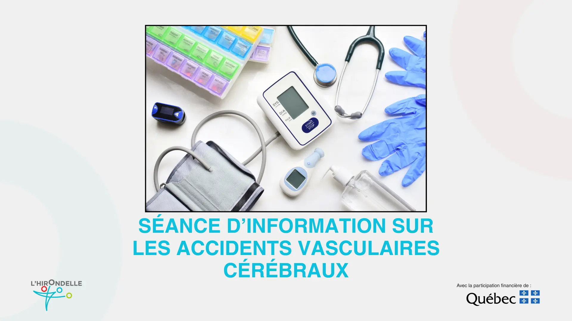 Juin est le mois de la sensibilisation à l’accident vasculaire cérébral, communément appelé « AVC ». Au Canada, quelqu’un souffre d’un AVC à toutes les cinq minutes. La recherche démontre que le risque est plus élevé dans certaines communautés ethnoculturelles. Être bien informé(e) peut parfois sauver des vies! Que connaissez-vous des AVC? Seriez-vous capable de reconnaître les signes d’un AVC? Sauriez-vous quoi faire si vous deviez aider un proche qui subit un AVC? Obtenez de l’information utile en assistant à cette courte séance d’information animée par notre intervenante en santé, Ève Savoie-Tremblay.