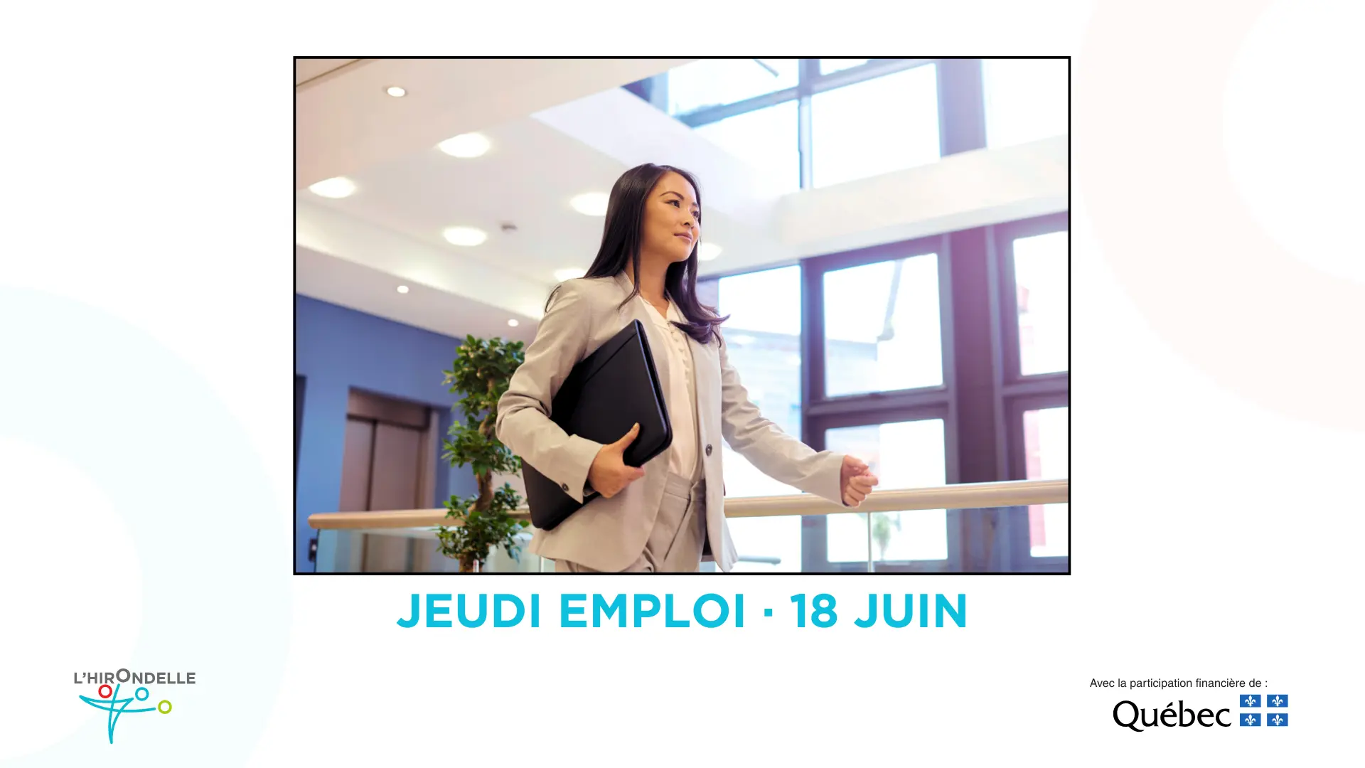Venez rencontrer des entreprises qui n’attendent qu’à vous recruter! L’Hirondelle vous invite à une occasion unique de rencontrer, en un seul endroit, des recruteurs représentant des employeurs réputés de l’île de Montréal, de la Rive-Nord et/ou de la Rive-Sud. Des postes sont à pourvoir dans de nombreux secteurs. Participer à un jeudi emploi, c'est une opportunité de choix de rencontrer en personne des organisations qui collaborent avec L'Hirondelle parce qu'elles ont à cœur l'intégration des nouveaux arrivants sur le marché du travail québécois. Des conseiller(ère)s en emploi de L'Hirondelle seront sur place pour vous accompagner et vous offrir un soutien personnalisé avec votre CV. N’oubliez pas d’en apporter une copie!